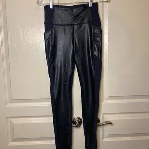 Athleta Faux Leather Front Black Leggings Sz XS